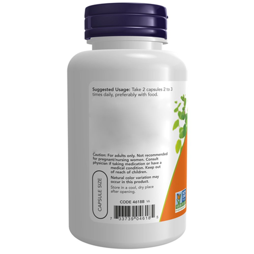 Rückseite der weißen Flasche. Aufkleber mit Anwendungshinweisen und Warnhinweisen. Barcode und Code 4618B.