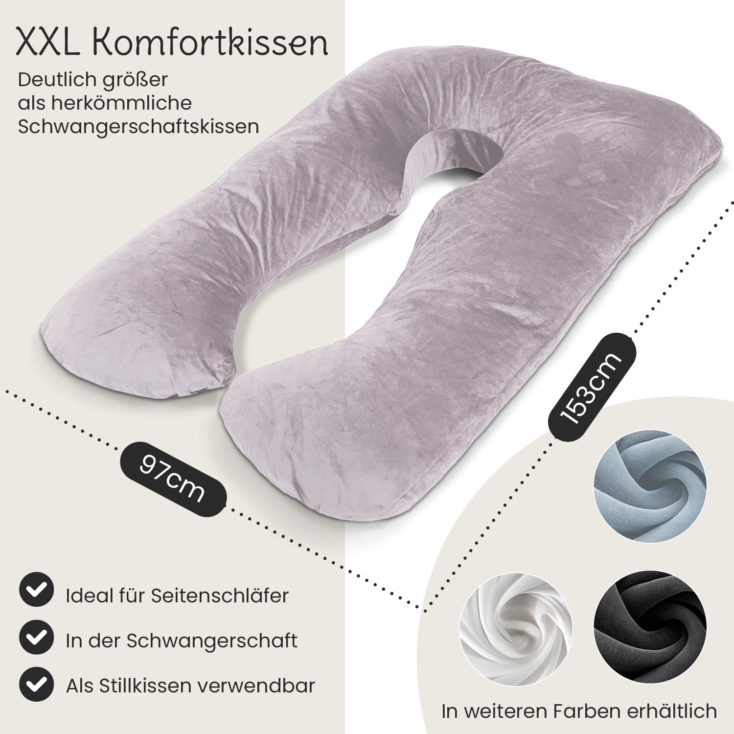 ELONEO Stillkissen Multifunktions-Körperkissen, 150x80x20 cm, waschbar