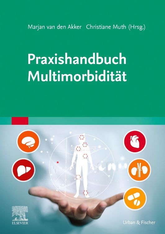 Buchcover: Praxishandbuch Multimorbidität. Titel, Autoren, Logos von Elsevier und Urban & Fischer.