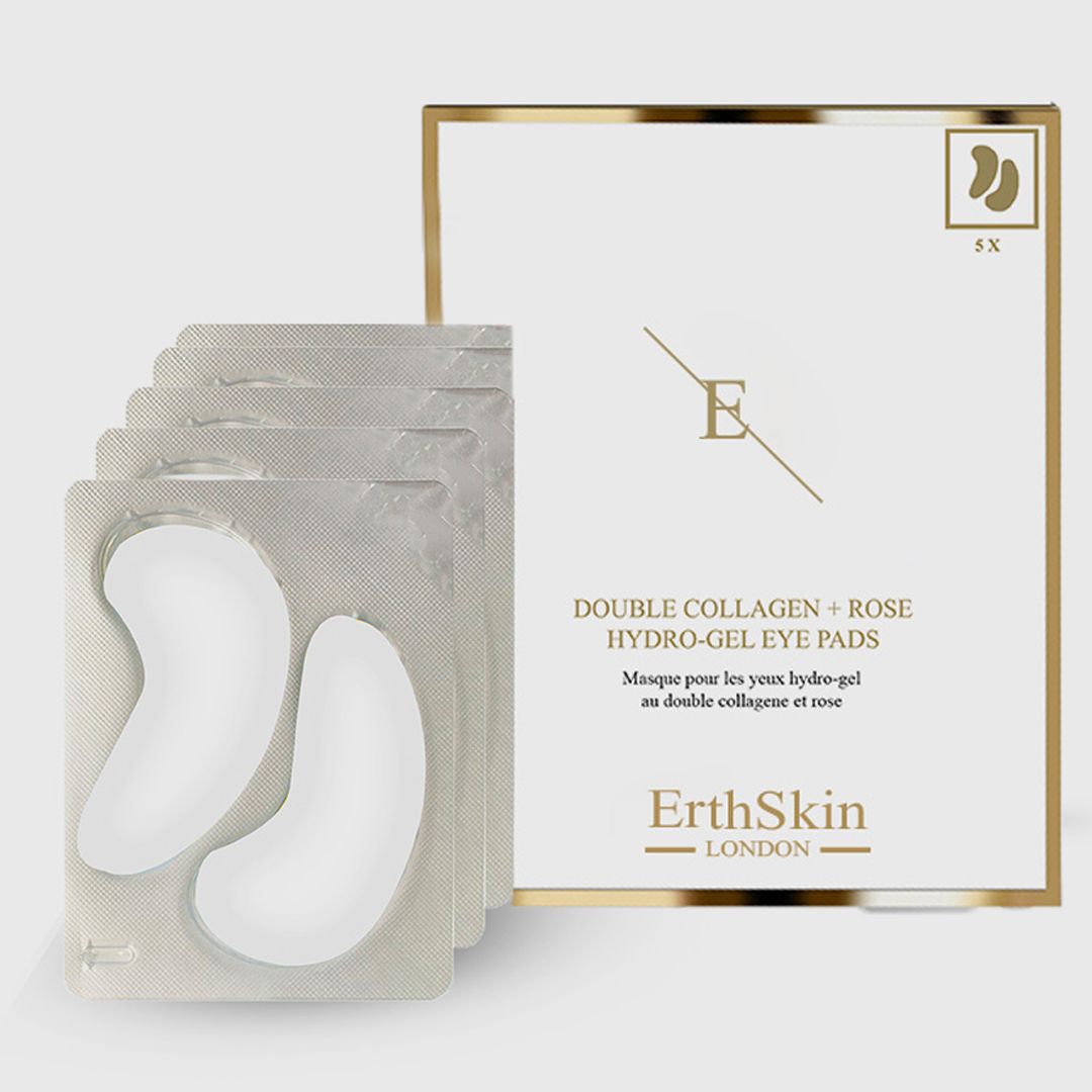 ErthSkin London Doppeltes Kollagen + Rose Hydrogel-Augenpads, 5x2 Stück.