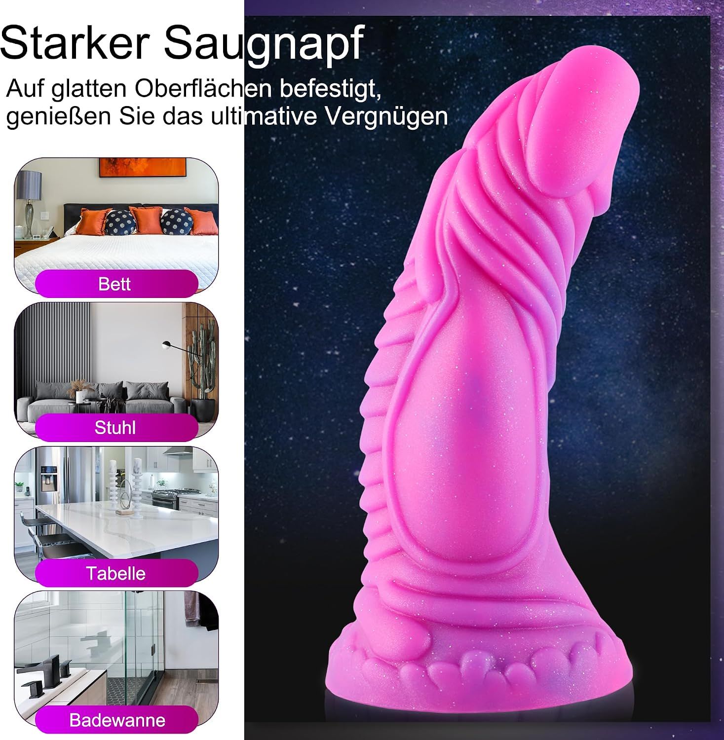 HISMITH gebogener Silikondildo 8 Zoll mit Saugnapf