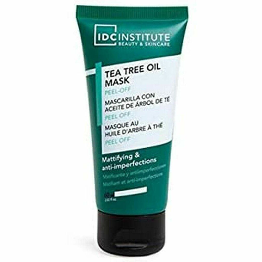 Grüne Tube mit IDC INSTITUTE Teebaumöl Peel-Off Maske, 100ml.