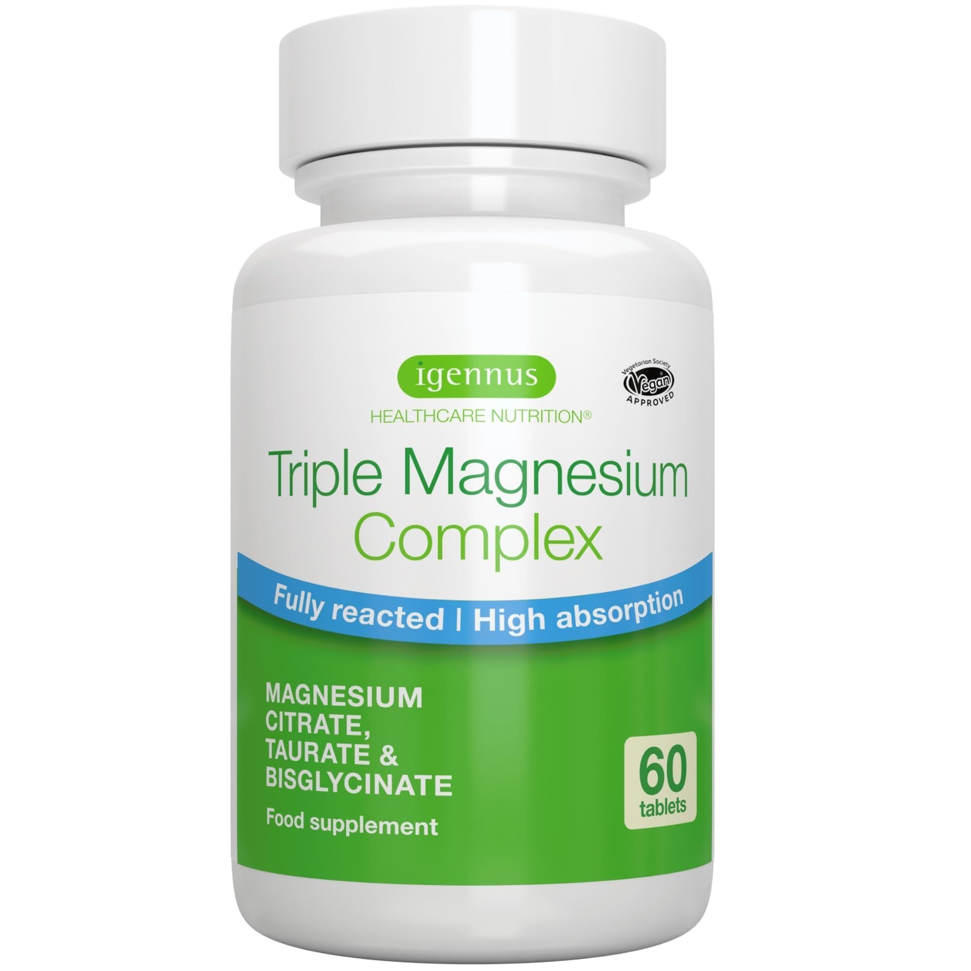 Igennus Triple Magnesium Complex Kapselbehälter mit 60 Tabletten.