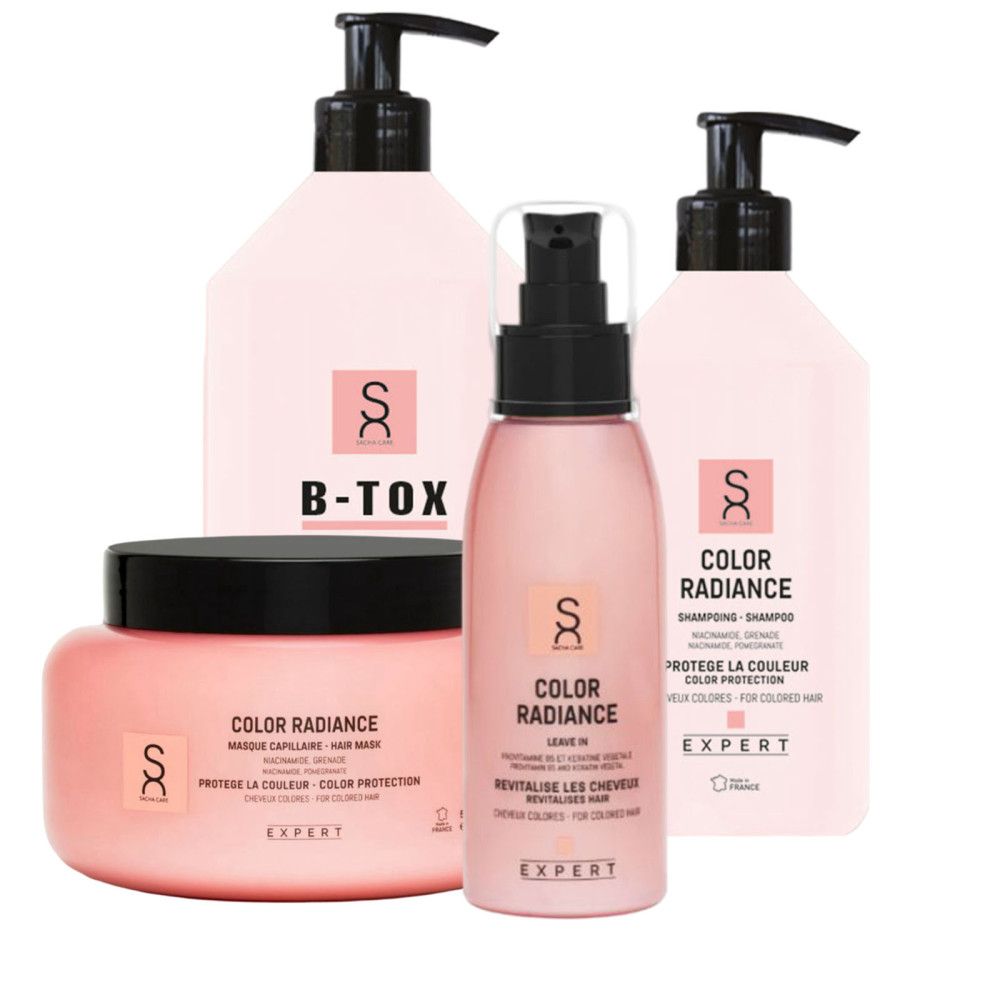 Sacha Care - Color Radiance Pflegeset - Shampoo 500ml - Maske 500ml - B-Tox 1000ml - Leave-In 100ml