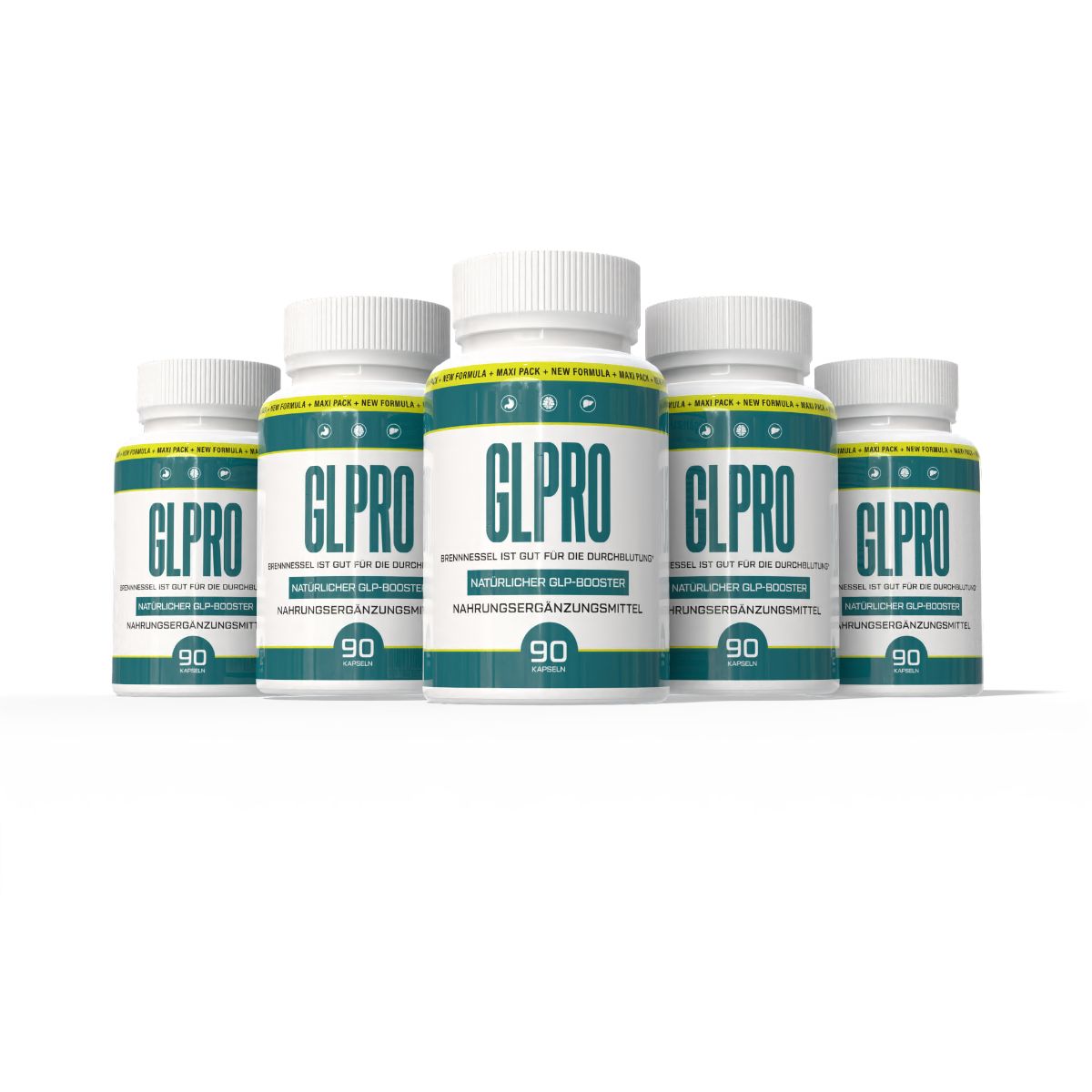 Fünf Flaschen GLPRO, 90 Kapseln, natürlicher GLP-Booster, Nahrungsergänzungsmittel.