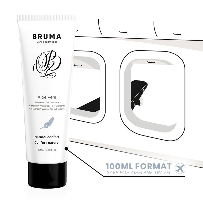 Bruma Aloe Vera Gleitgel Tube, 100ml Format, sicher für Flugreisen.