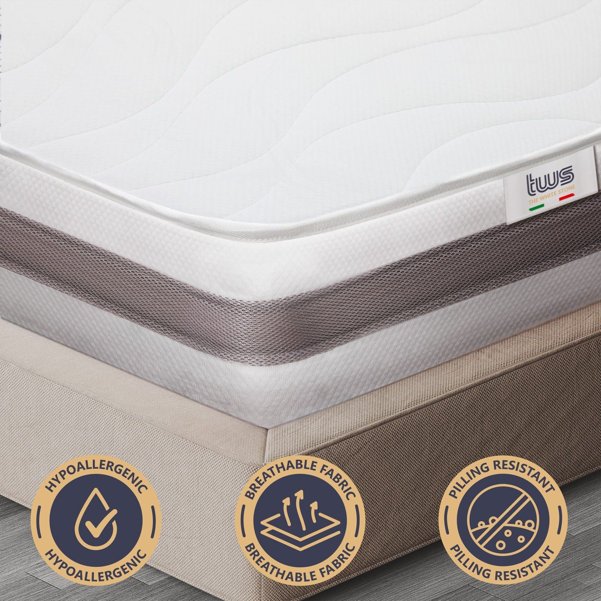 The White Stone Matratze 120x200 cm aus hypoallergenem Waterfoam, 20 cm