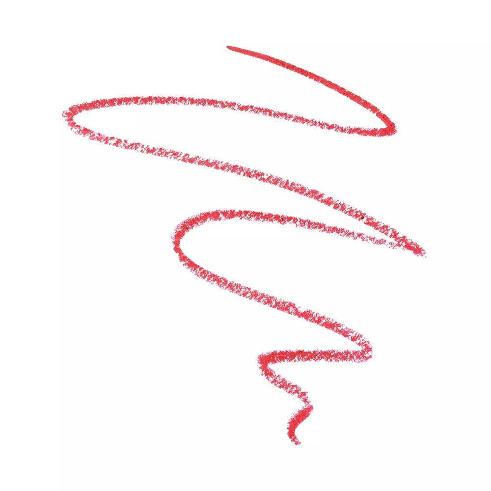 Roter Lippenstiftstrich auf weißem Hintergrund. Textur sichtbar.