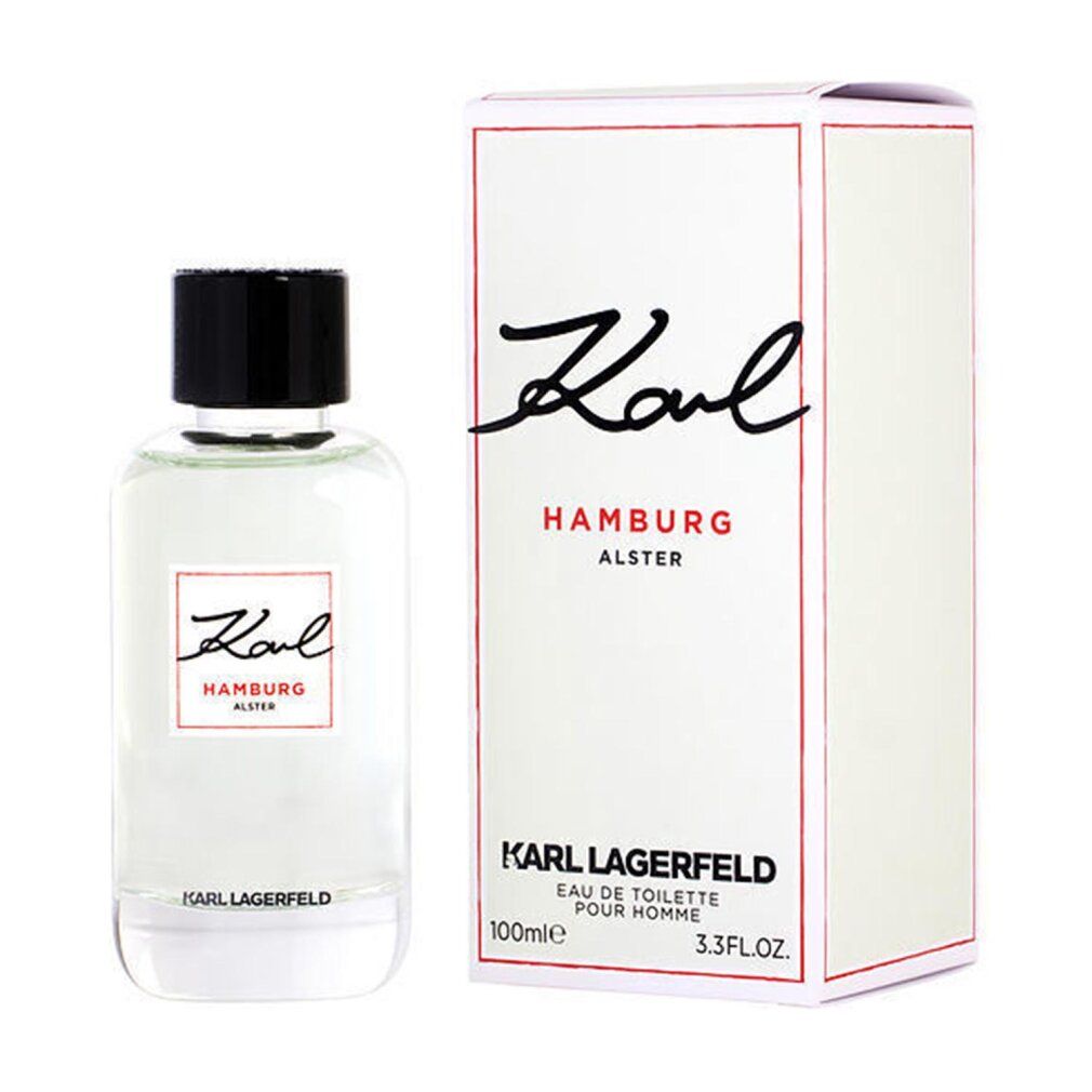 Flakon und Verpackung. Aufschrift Karl Hamburg Alster. Unterhalb Karl Lagerfeld. Eau de Toilette.