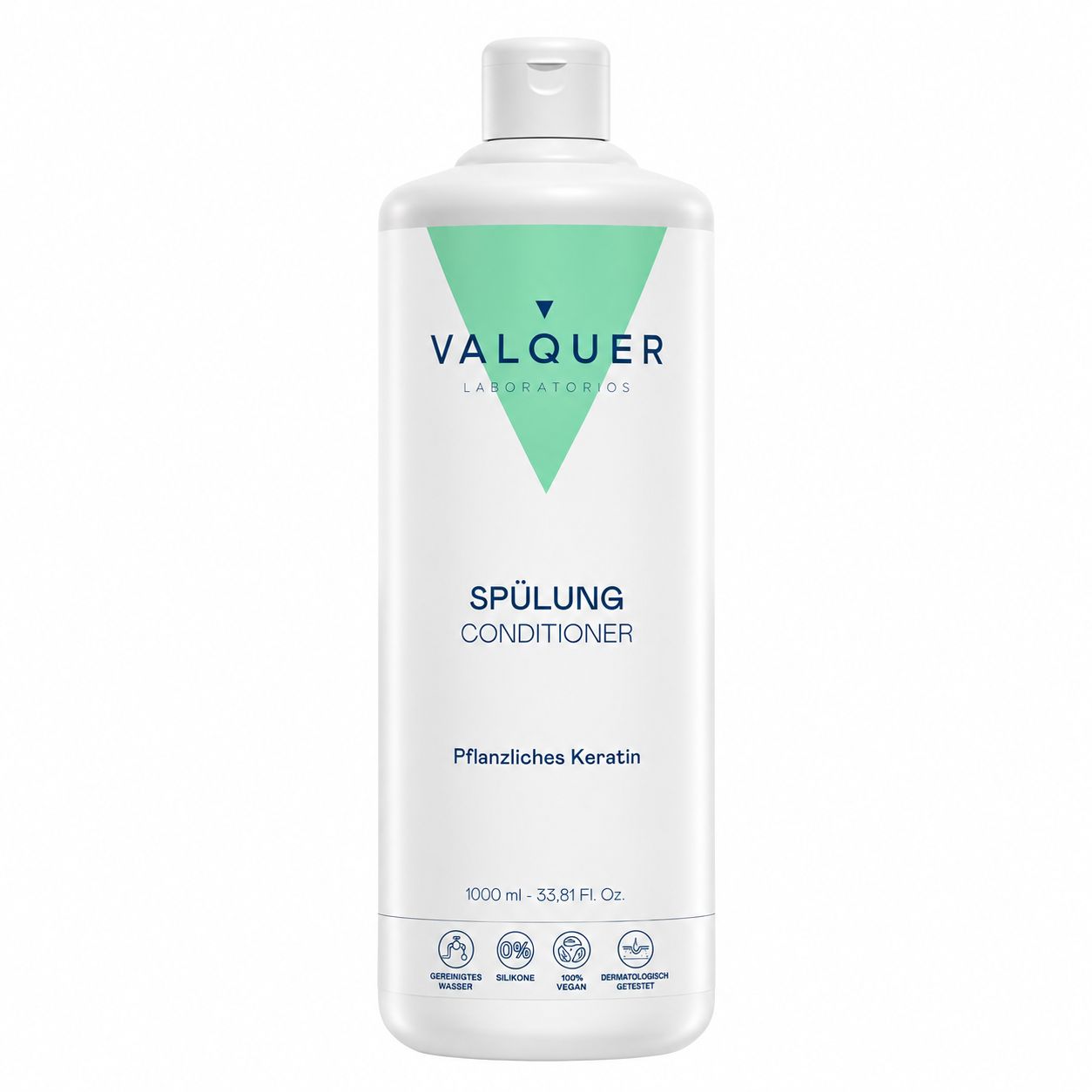 Teal Spender mit weißer Pumpe. Enthält 250ml Reconstruction Treatment with Yeast Peptides.
