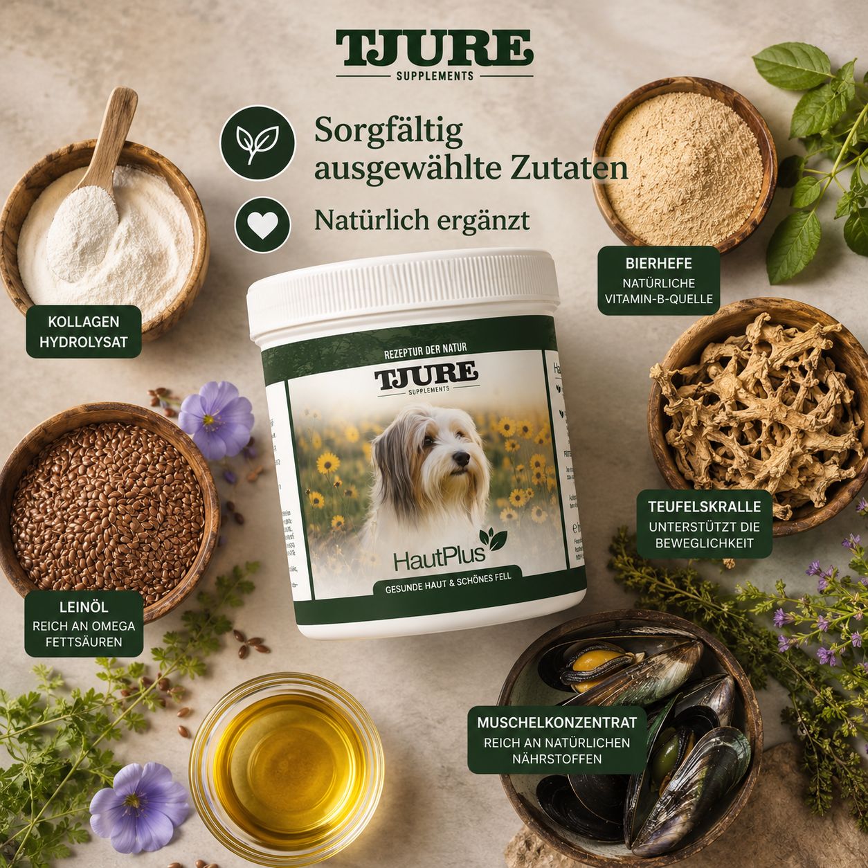 TJURE - Haut Plus 500 g | bei Haut- und Fellproblemen | mit Omega-3/ Omega-6 Fe