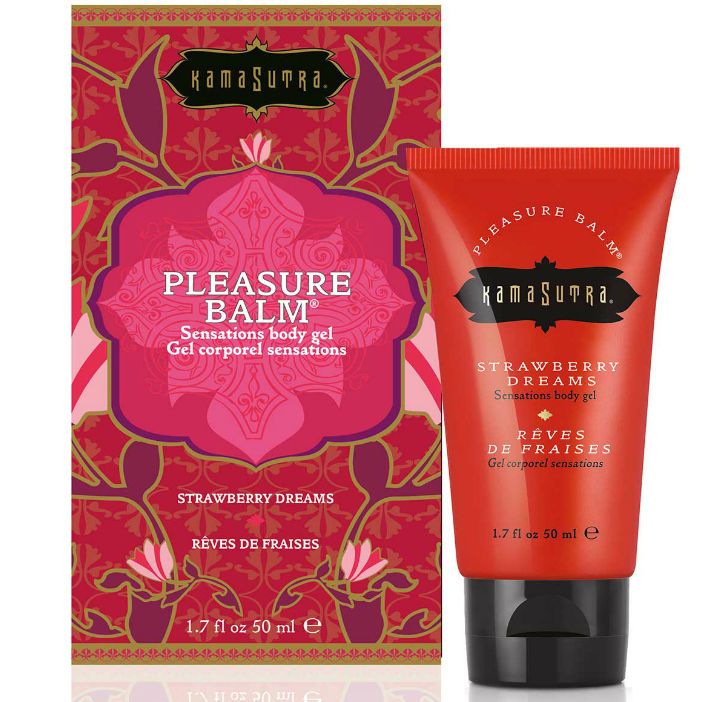 Kamasutra Pleasure Balm Sensations Body Gel, Erdbeer-Träume, 50 ml Tube.
