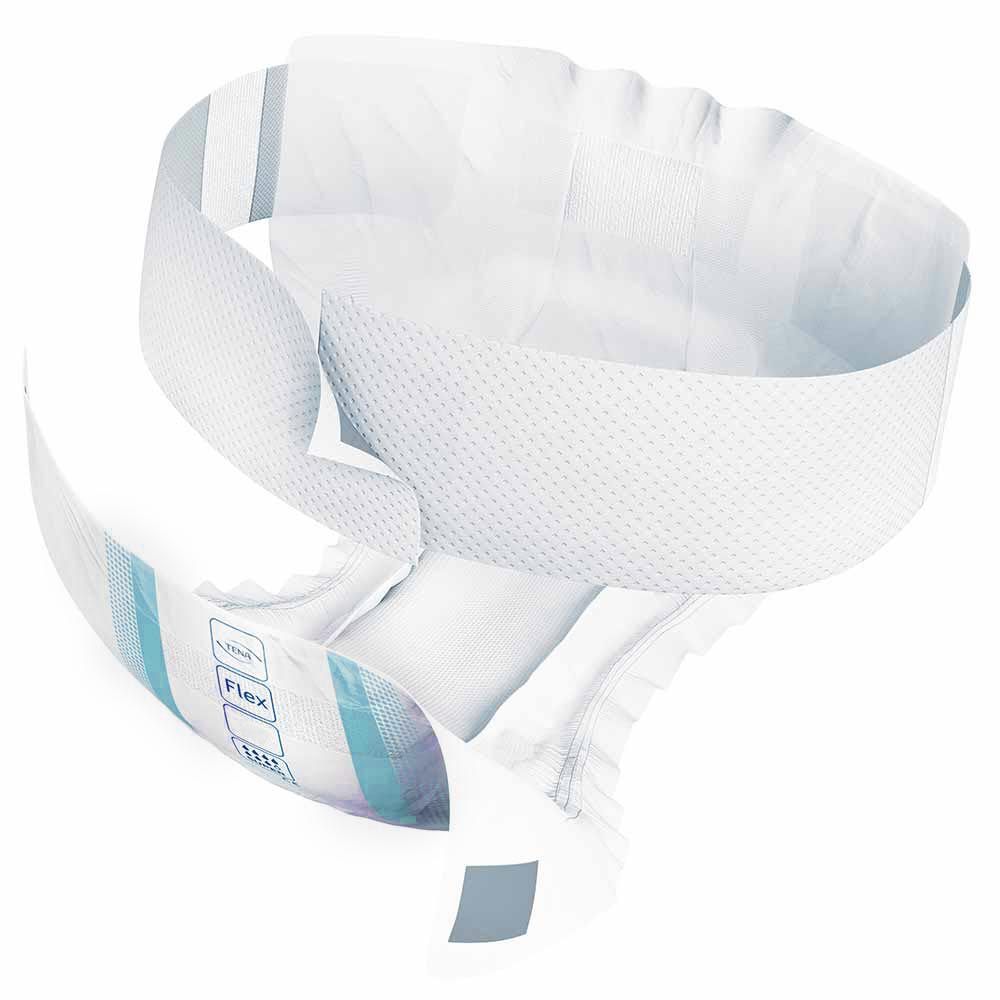 TENA ProSkin Flex Plus XL. Offene Windel mit Hüftgurten. Innenpolsterung sichtbar.
