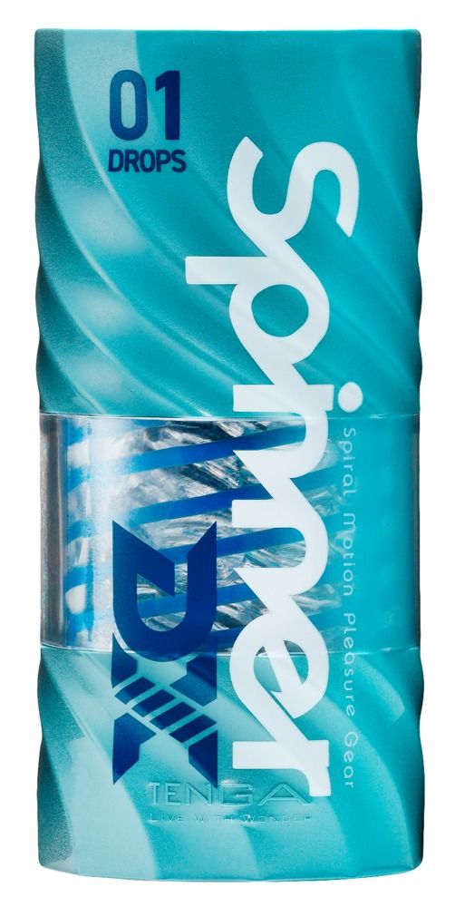 Verpackung mit 'Spinner', '01 DROPS' und TENGA Logo.