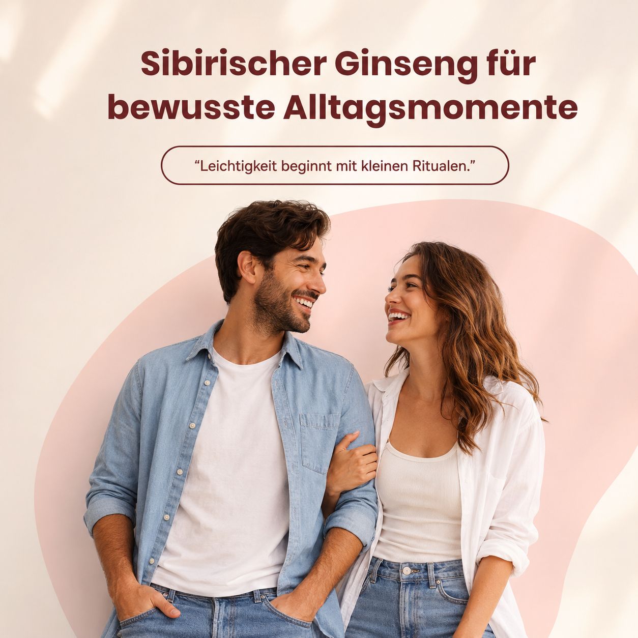 Ein Paar lächelt, Gummily Sibirischer Ginseng für bewusste Alltagsmomente.