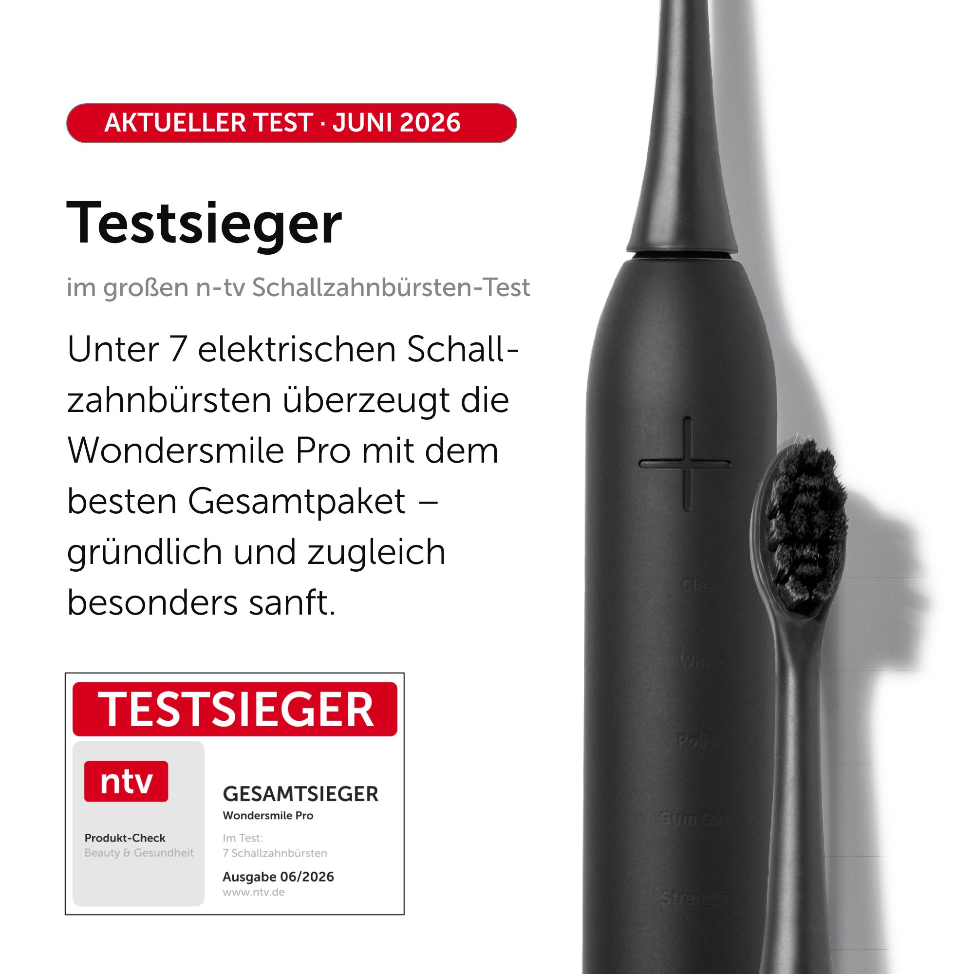 Schwarze elektrische Schallzahnbürste im Ladeständer.