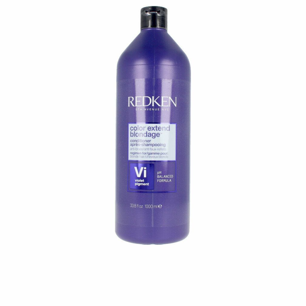 Violettes Shampoo von Redken. Flasche mit schwarzem Deckel. Aufkleber mit Produktinformationen.