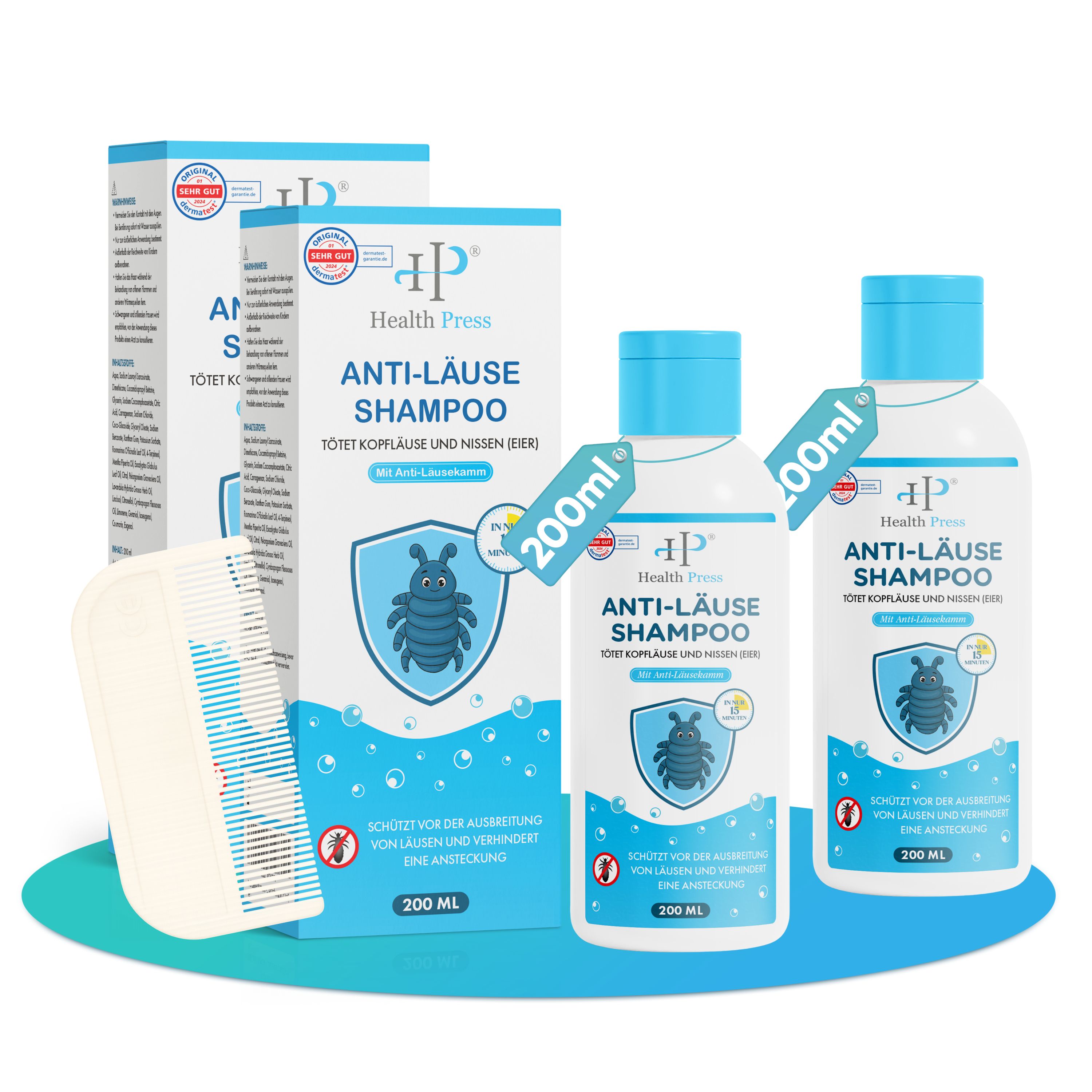 Health Press Läuse Shampoo – Läuseshampoo zur Behandlung von Läusen – Wirksames Läusemittel