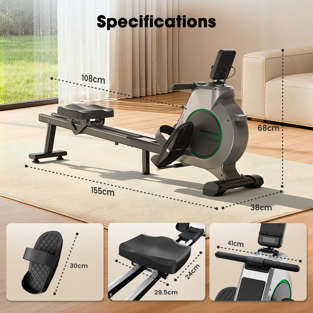 Magnetisches Rudergerät für Zuhause, 16 Widerstandsstufen – App-kompatibel