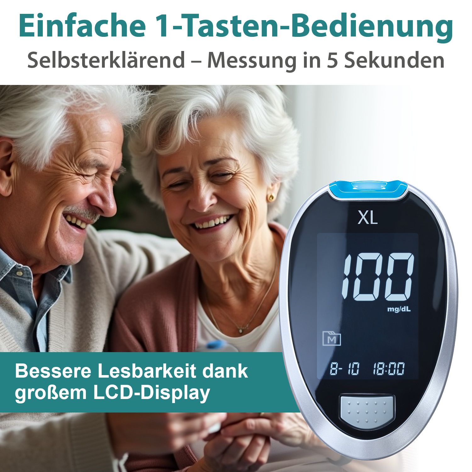 GlucoCheck XL Messgerät [mg/dl] zur Kontrolle des Blutzuckers bei Diabetes mell.