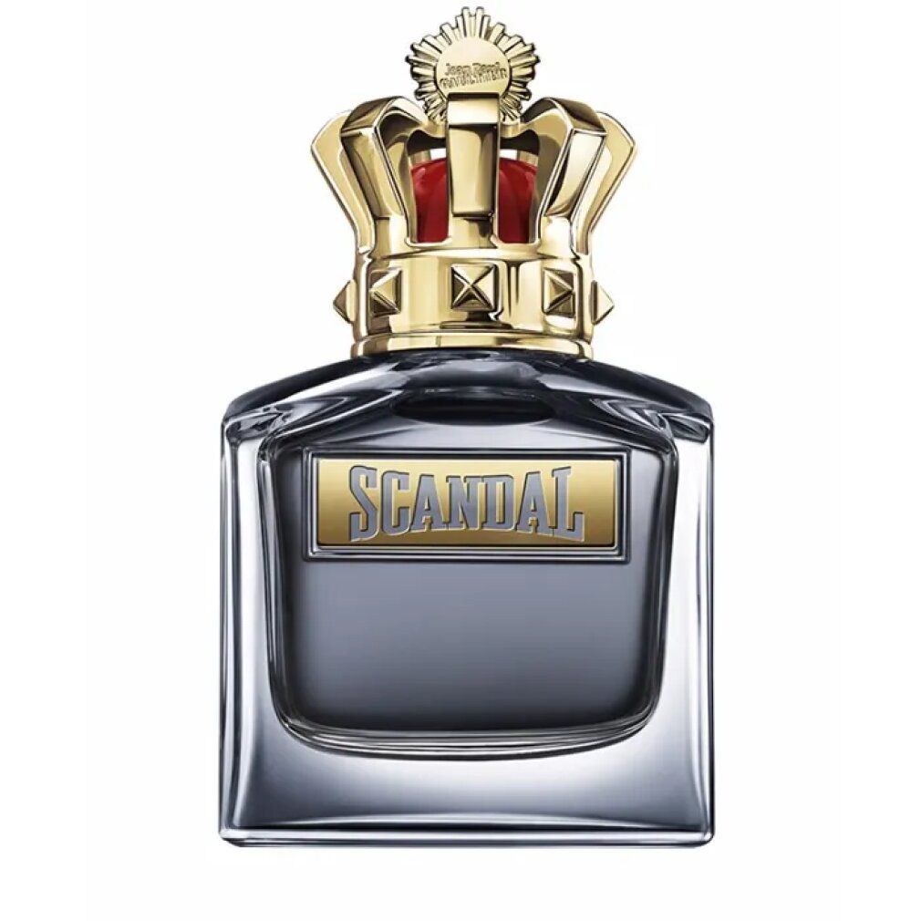 Jean Paul Gaultier Scandal Him Flakon, quadratisch, goldene Krone. Aufschrift Scandal.