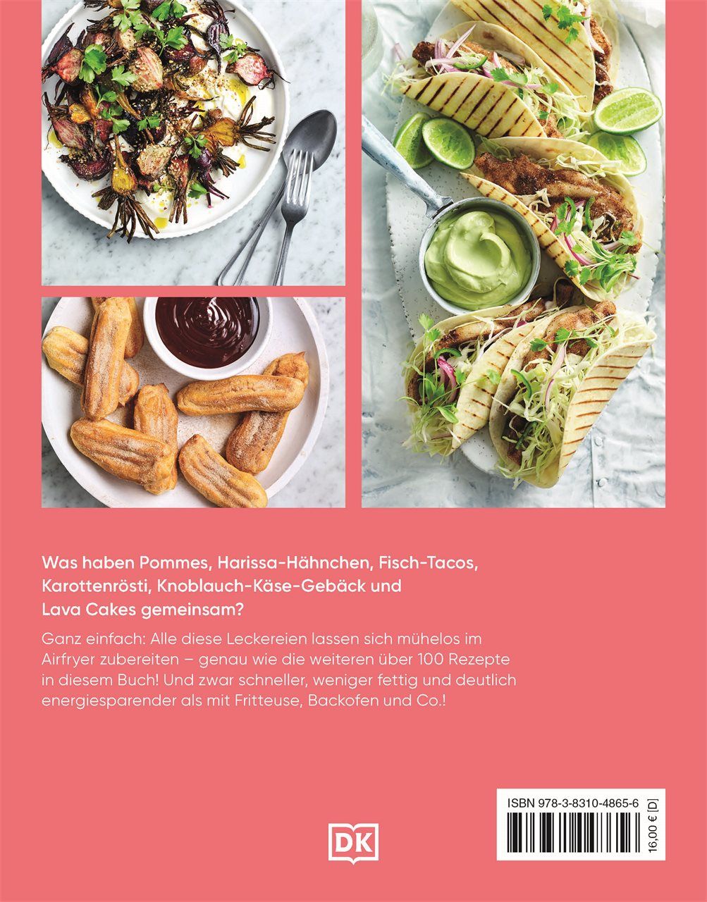 Kochbuch mit dem Titel "Das ultimative Airfryer Kochbuch". Auf dem Cover sind verschiedene Gerichte abgebildet.