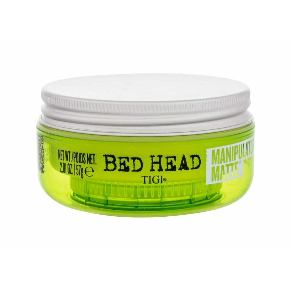 Grüne Dose mit weißem Deckel. Aufschrift: BED HEAD, MANIPULATOR MATTE, TIGI. Nettogewicht: 57g.
