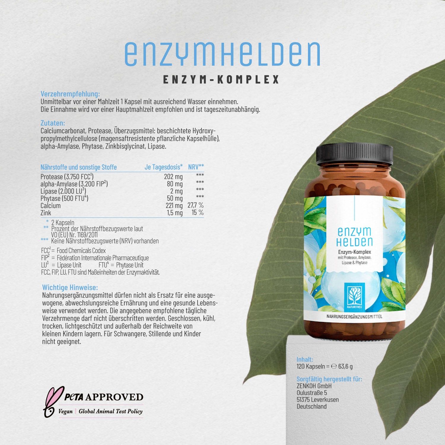 ENZYMHELDEN Enzym-Komplex mit Protease, Amylase, Lipase & Phytase - NATURTREU®