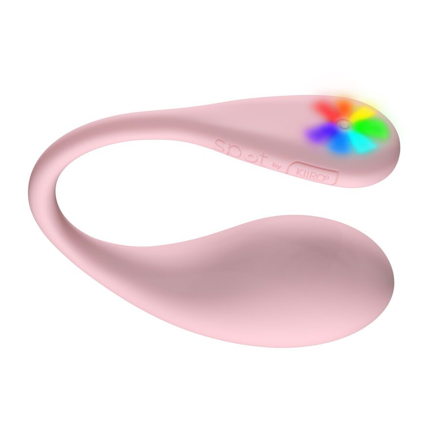 Rosa Auflegvibrator mit Regenbogen-LEDs an der Spitze.