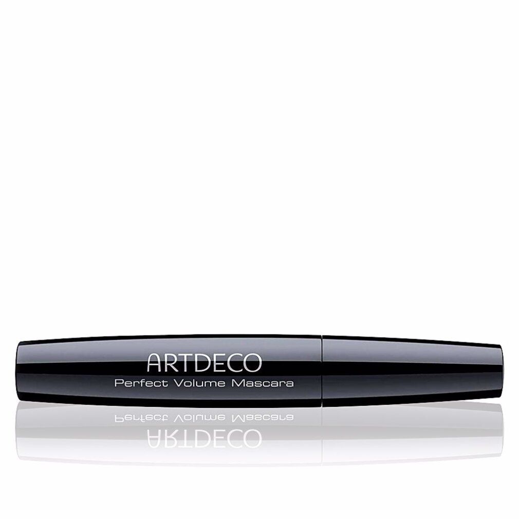 Schwarze Mascara-Tube mit weißer Schrift. Auf der Tube steht "ARTDECO Perfect Volume Mascara".