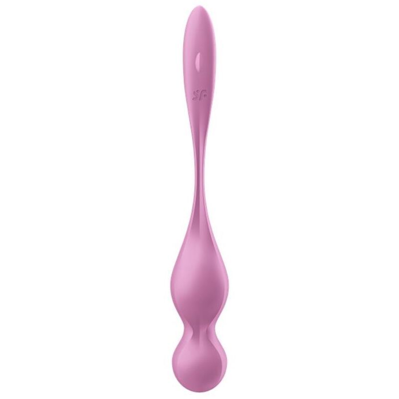 Rosa Vibrationskugel. Längliche Form mit zwei Kugeln. Aus Silikon.
