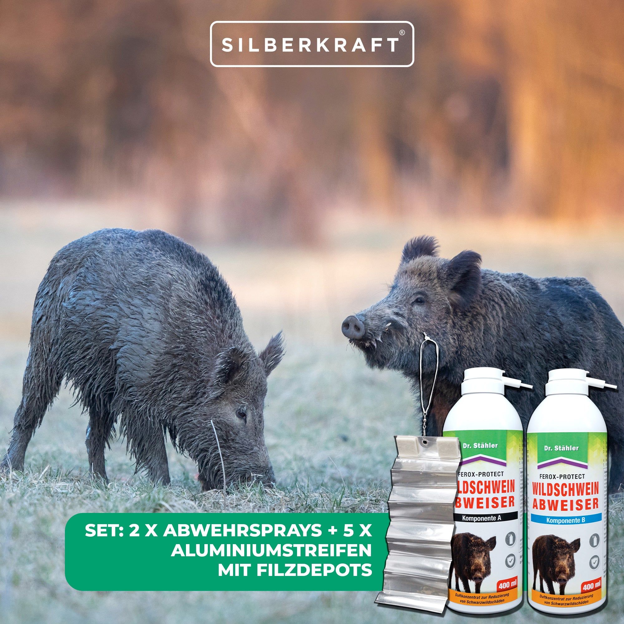 SILBERKRAFT Ferox-Protect Wildschweinabweiser Spray-Set