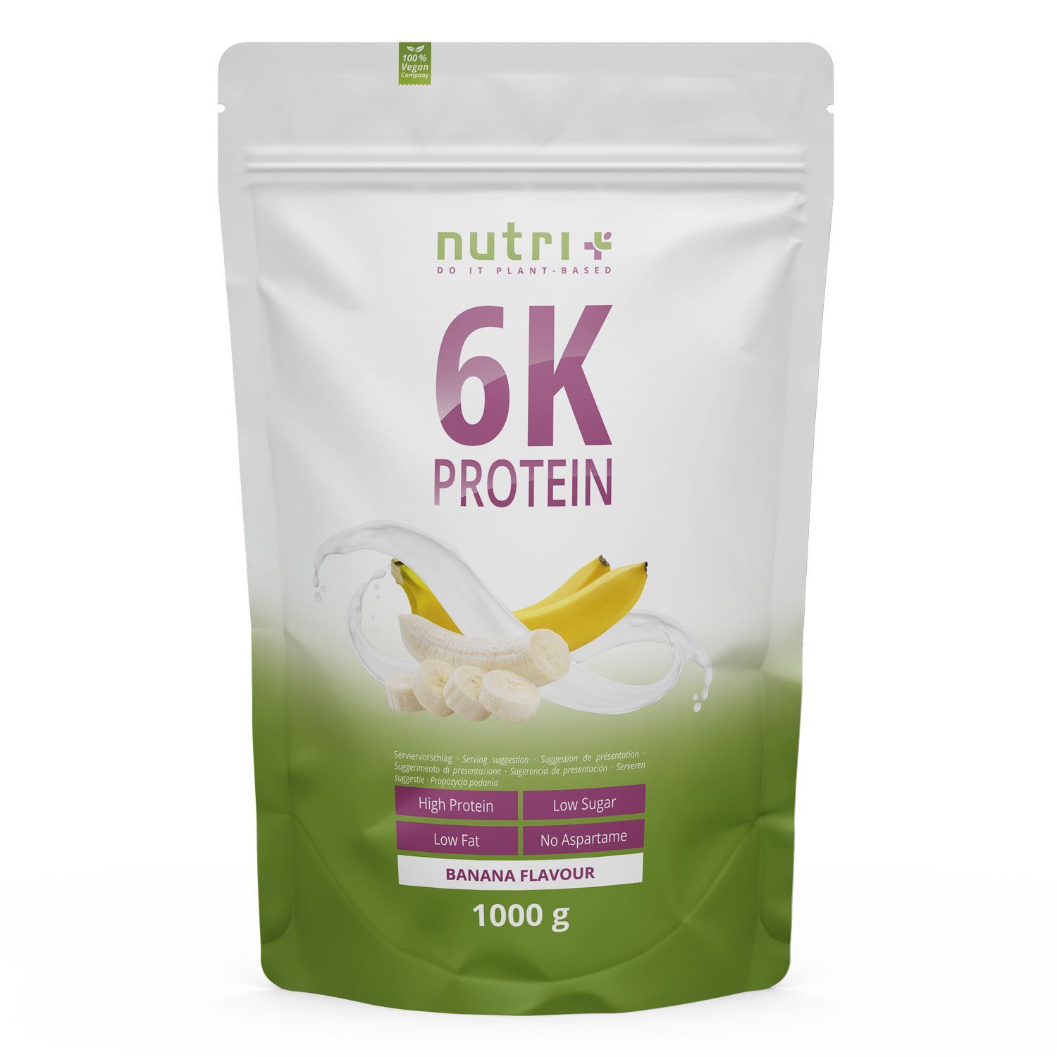 nutri+ 6K Eiweißpulver 1kg - Protein Shake ohne Whey