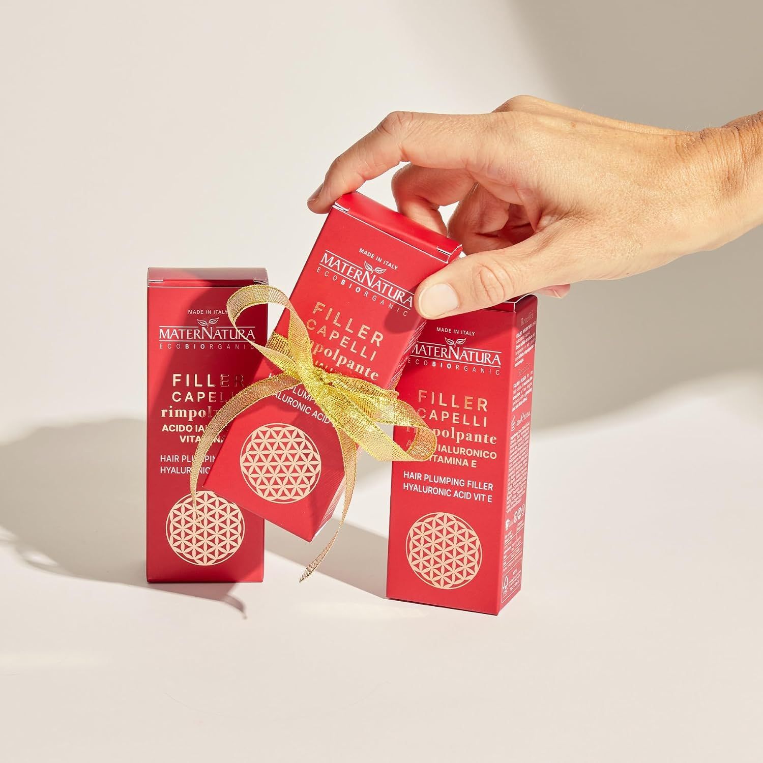 Maternatura Hair Filler Capelli Box mit Schleife, enthält Hyaluronsäure und Vitamin E.