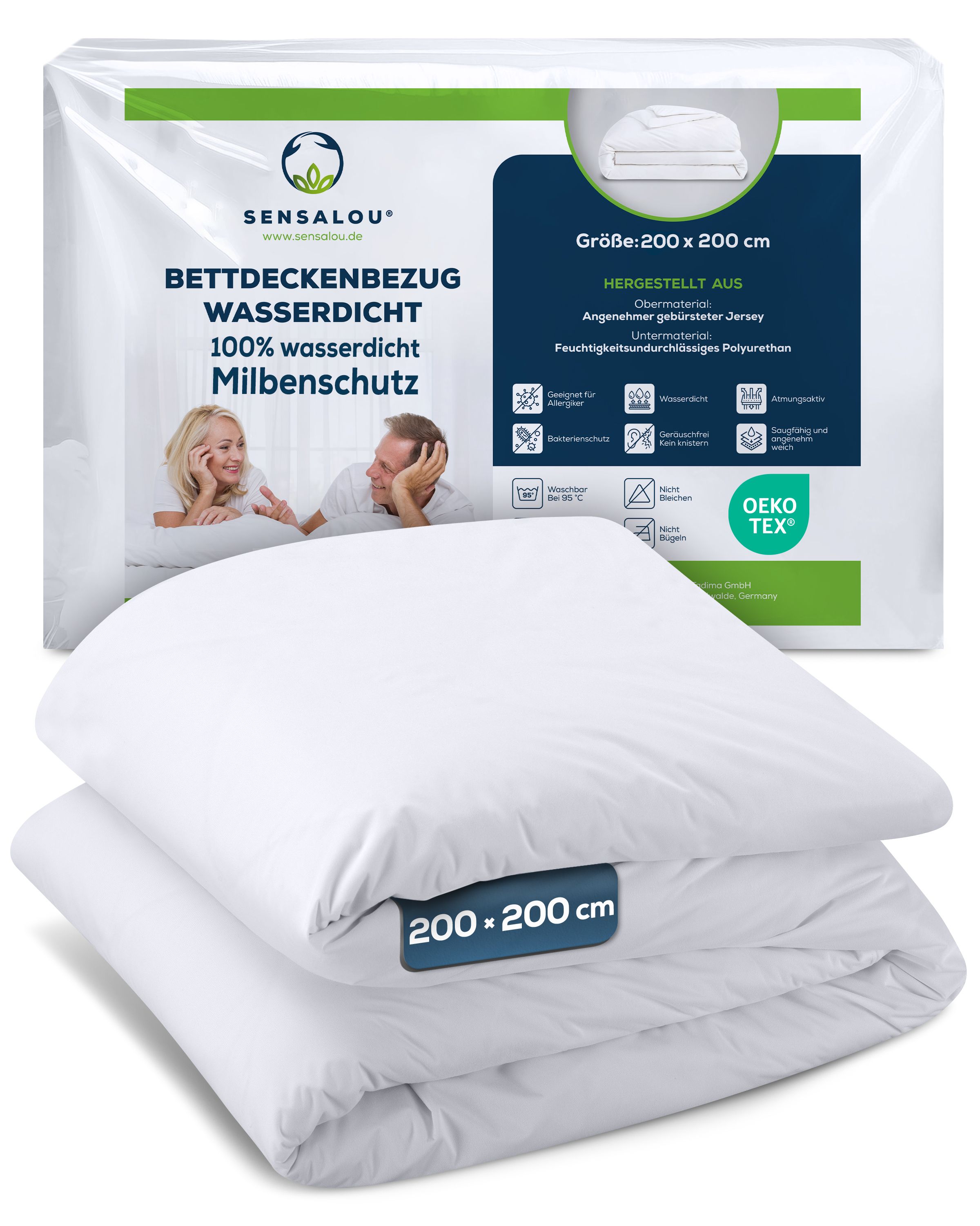 Sensalou Bettdeckenbezug wasserdicht weiß - 200 x 200