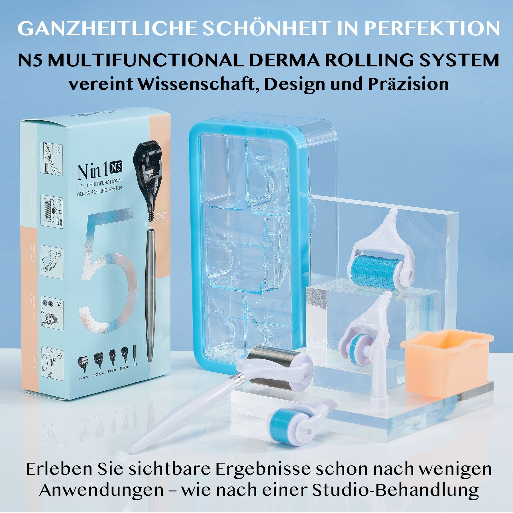 P-beauty Derma Roller Microneedling für Haarwachstum 5 in 1 0,5mm