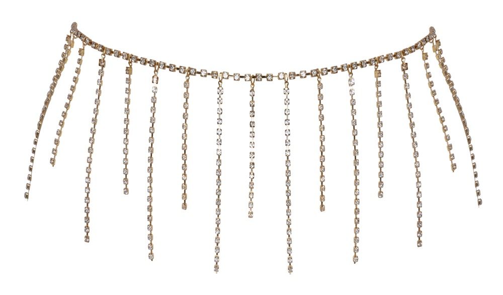 Strass-Bikinikette. Die Kette hat herabhängende Strass-Elemente.