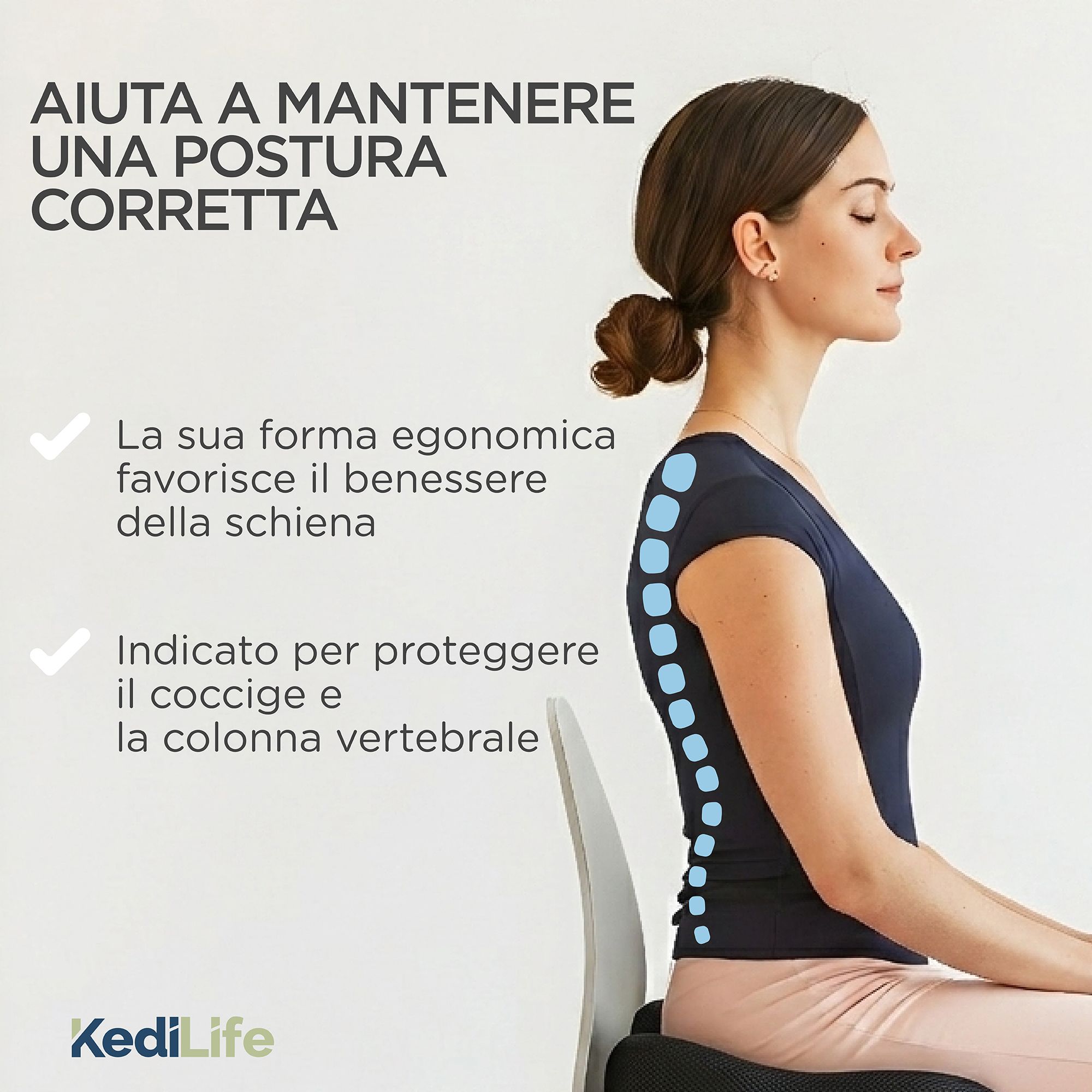 KediLife Ergonomisches Sitzkissen - Sitzkissen Bürostuhl und Autositz aus Memory Schaum