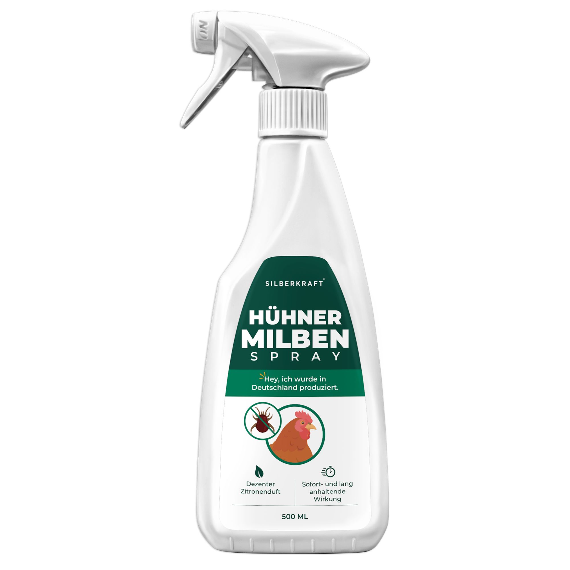 SILBERKRAFT Hühner Milben Spray 500 ml, hergestellt in Deutschland.