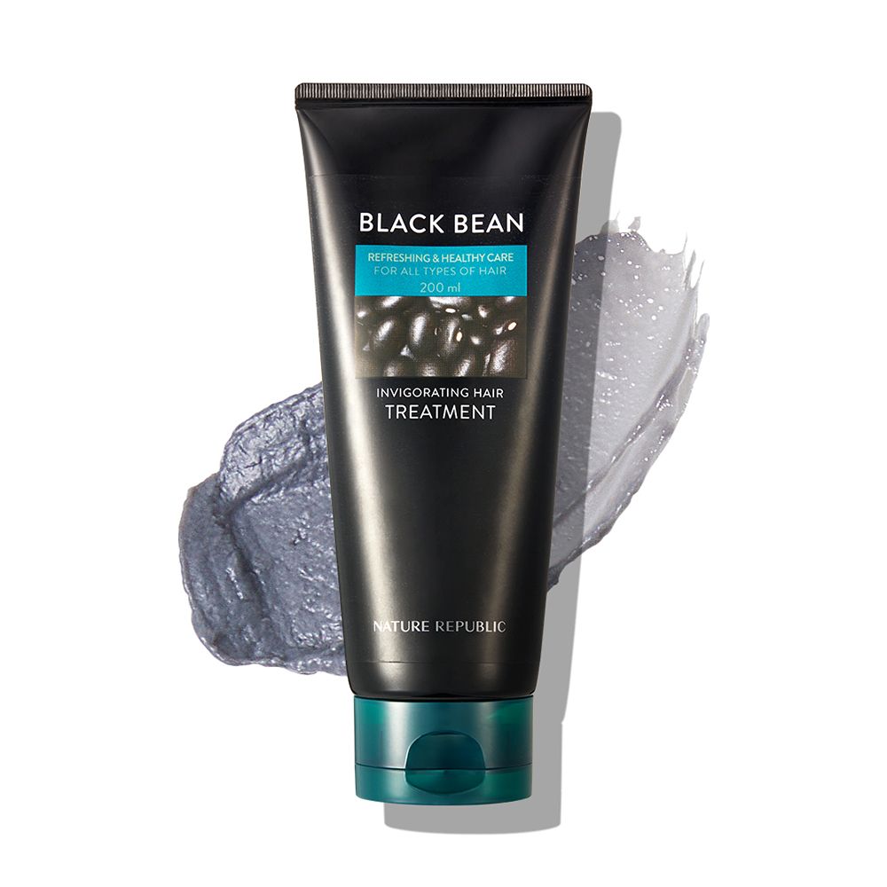 Schwarze Tube mit Produktnamen und Text. Türkisfarbener Streifen mit Produktinfo. Produktmasse daneben.