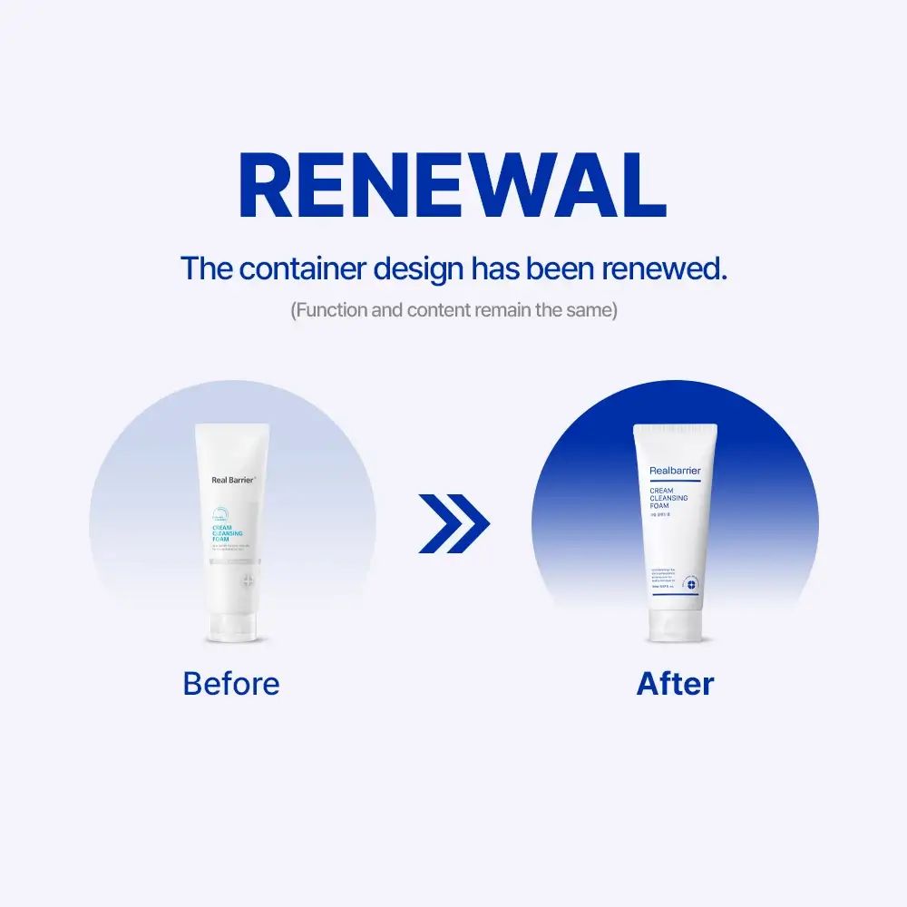 Vorher-Nachher-Vergleich. Links: Tube. Rechts: Tube. Text: RENEWAL. Behälterdesign erneuert.