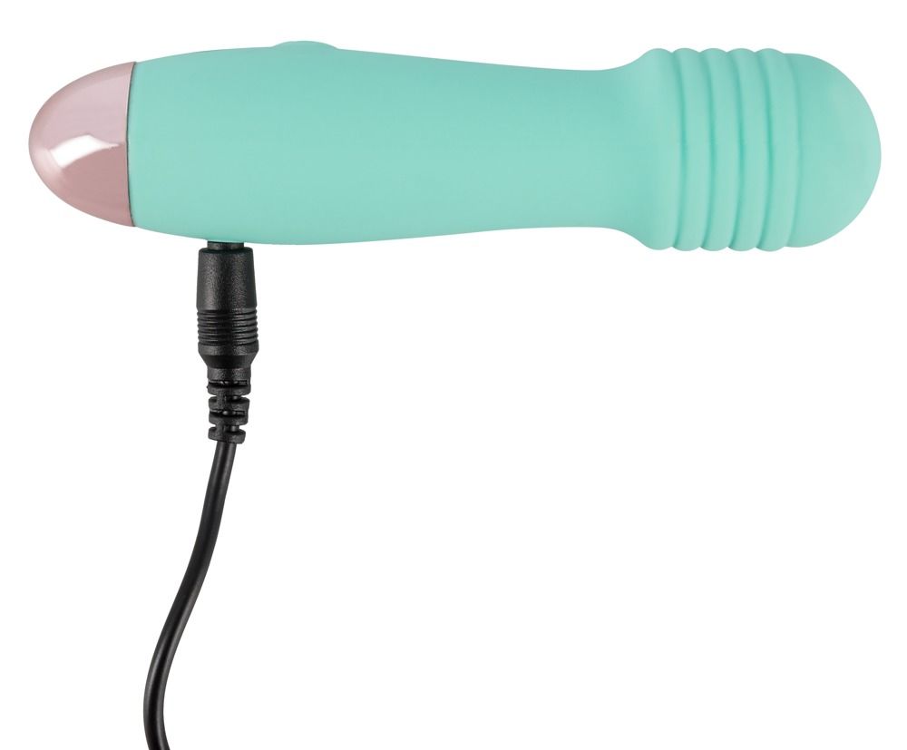 Verpackung des Cuties Groove Mini Taschenvibrators, mintgrün, mit silberner Kappe.