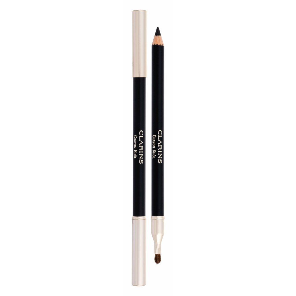 Clarins Crayon khôl, schwarzer Kajalstift mit silbernen Enden und Applikator.