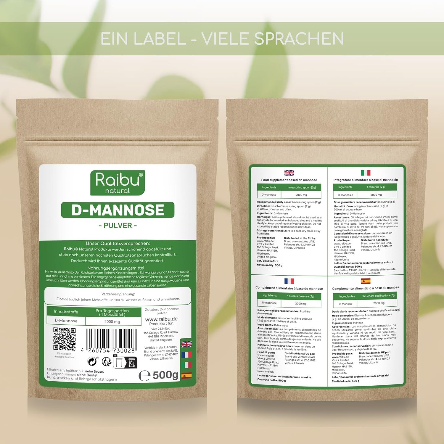 RAIBU D-Mannose Pulver 500 g
