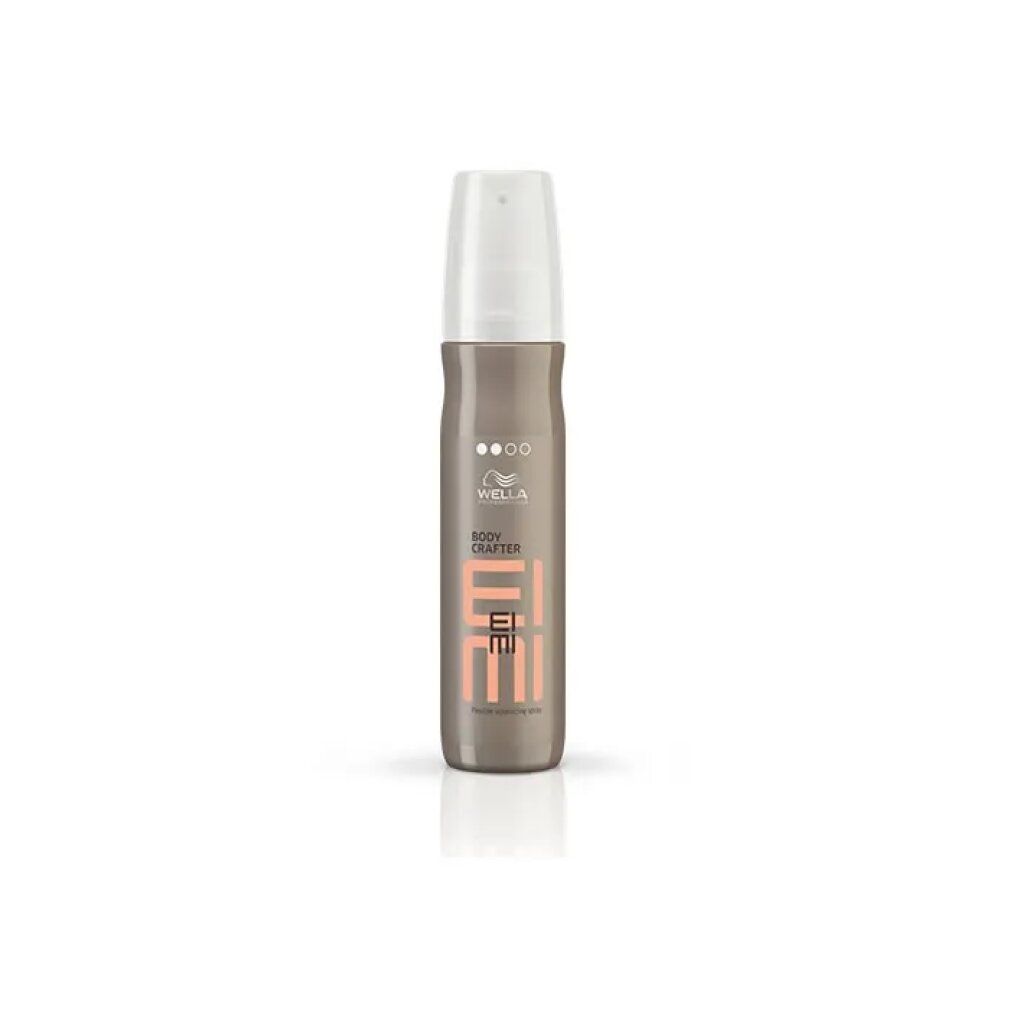 Sprayflasche mit weißem Deckel. Aufschrift: Wella Eimi Body Crafter.