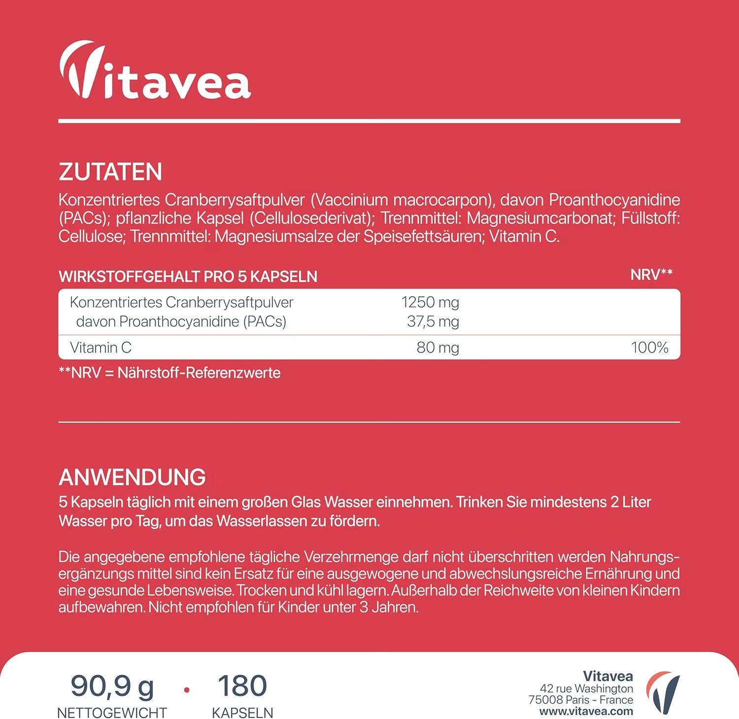 Vitavea Cranberry mit Vitamin C