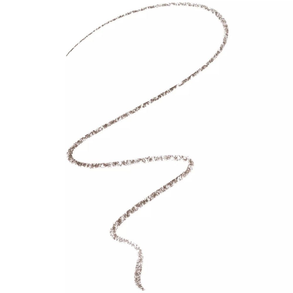 Strich von Augenbrauenstift. Farbe: hellbraun. Auf weißem Hintergrund.