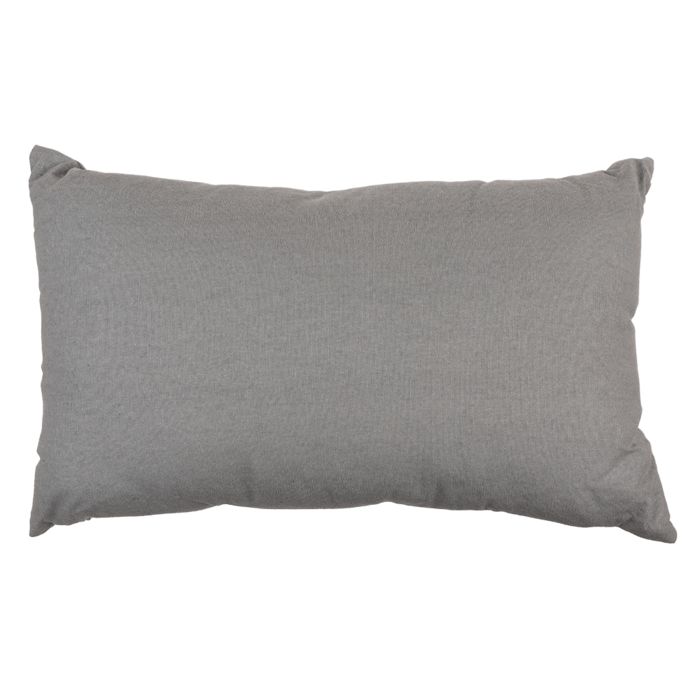 Graues Dekokissen. Rechteckige Form. Kissen mit abgerundeten Ecken.