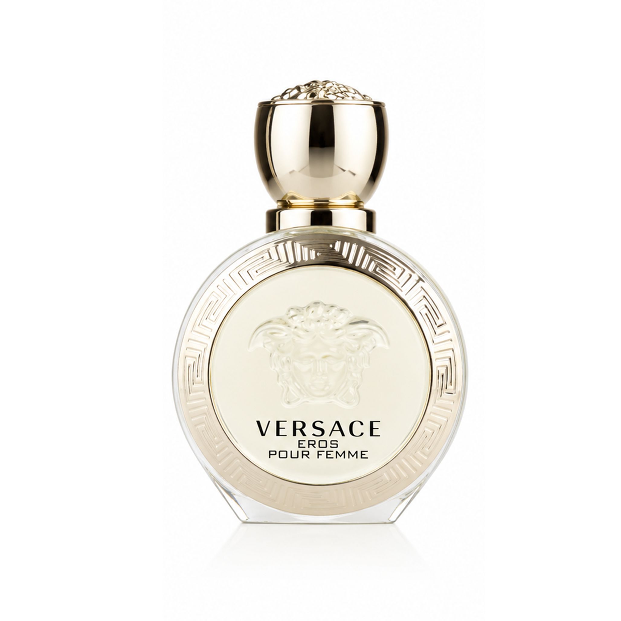 Versace Eros Pour Femme Parfüm-Deodorant Spray, goldfarbene Kappe.