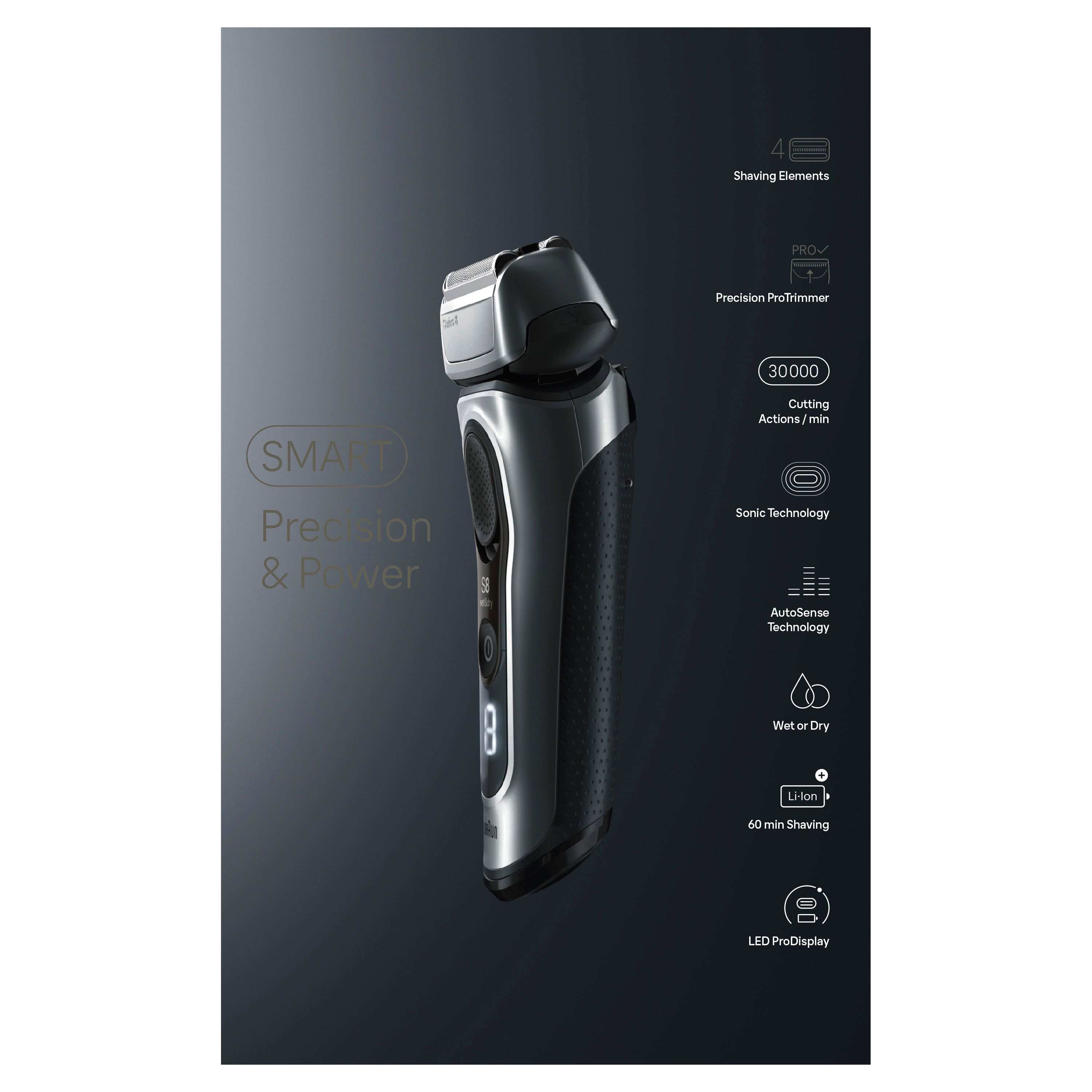 Braun - Elektrischer Rasierer für Männer "Series 8 8567cc" Silver